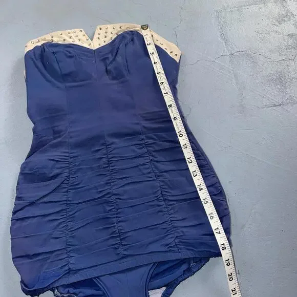 Alix Of Miami Rhinestone 1950s VTG Bathing Suit Swimsuit Hollywood Swim Wear Blu - Picture 5 of 16